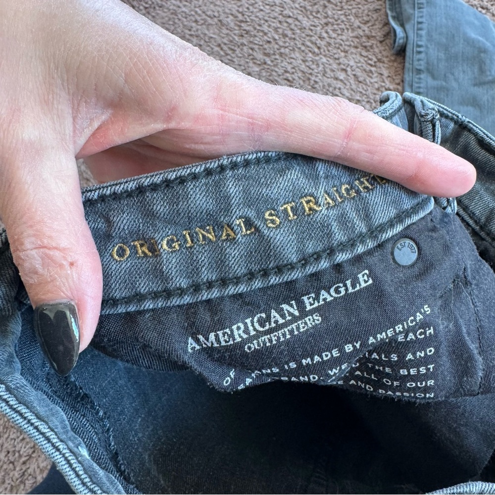 American Eagle Extreme Flex Jeans Gray Distressed Stretch 30 X 32 Actual 30 In - Picture 12 of 13